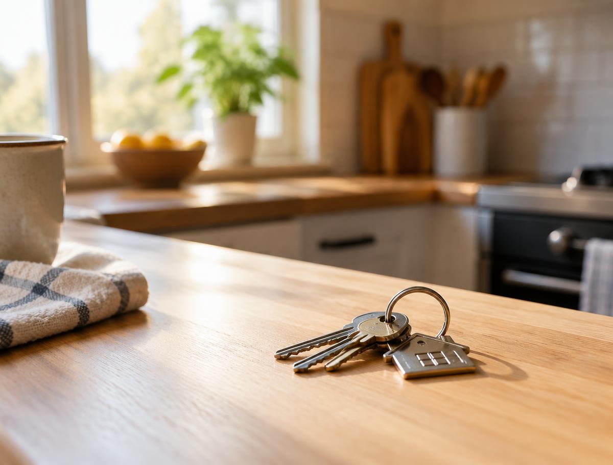 House keys on a kitchen counter
