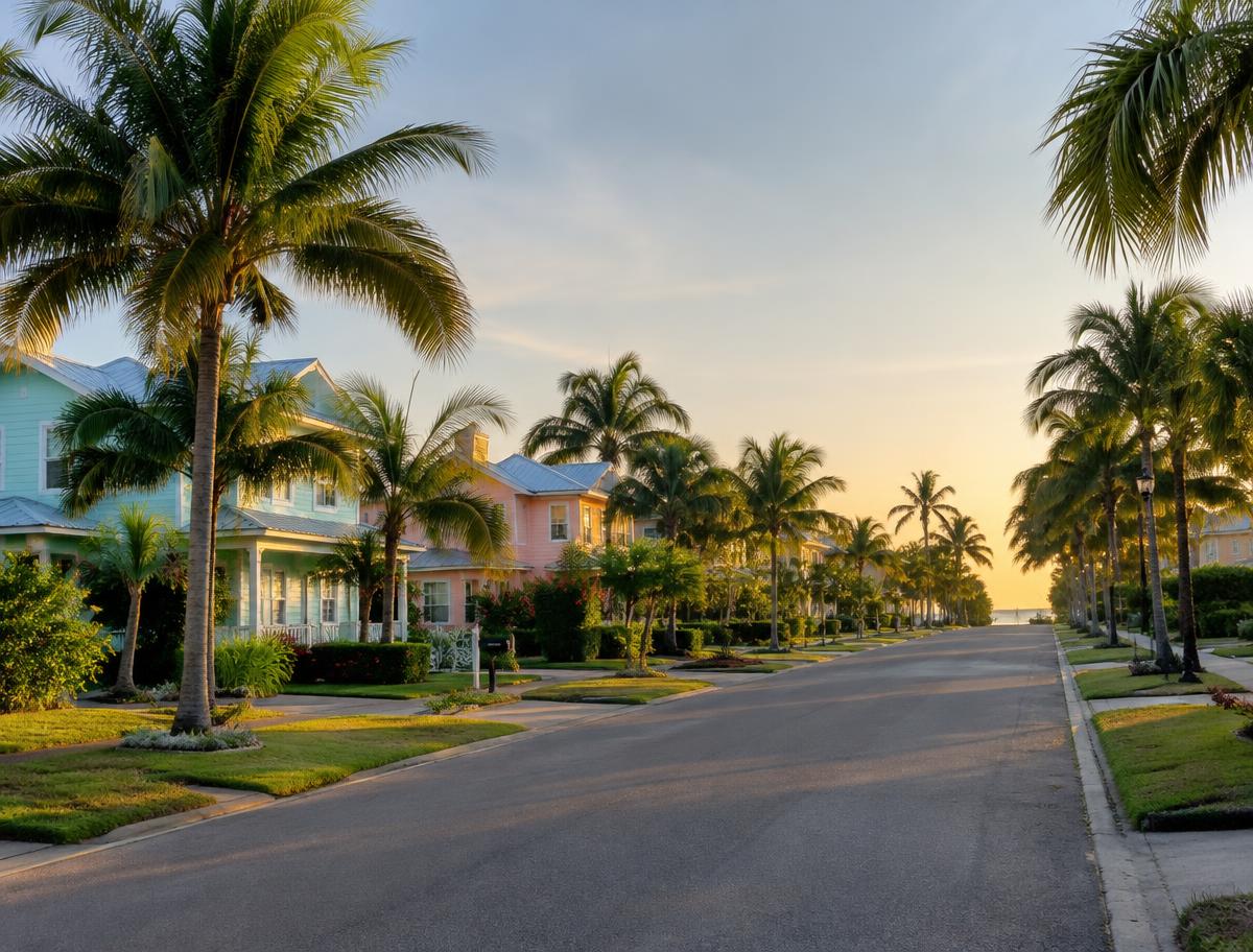 Florida neighborhood at sunrise